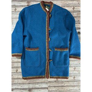 Giesswein Boiled wool long coat color blue size 38 EU / 6 US Vtg made Austria